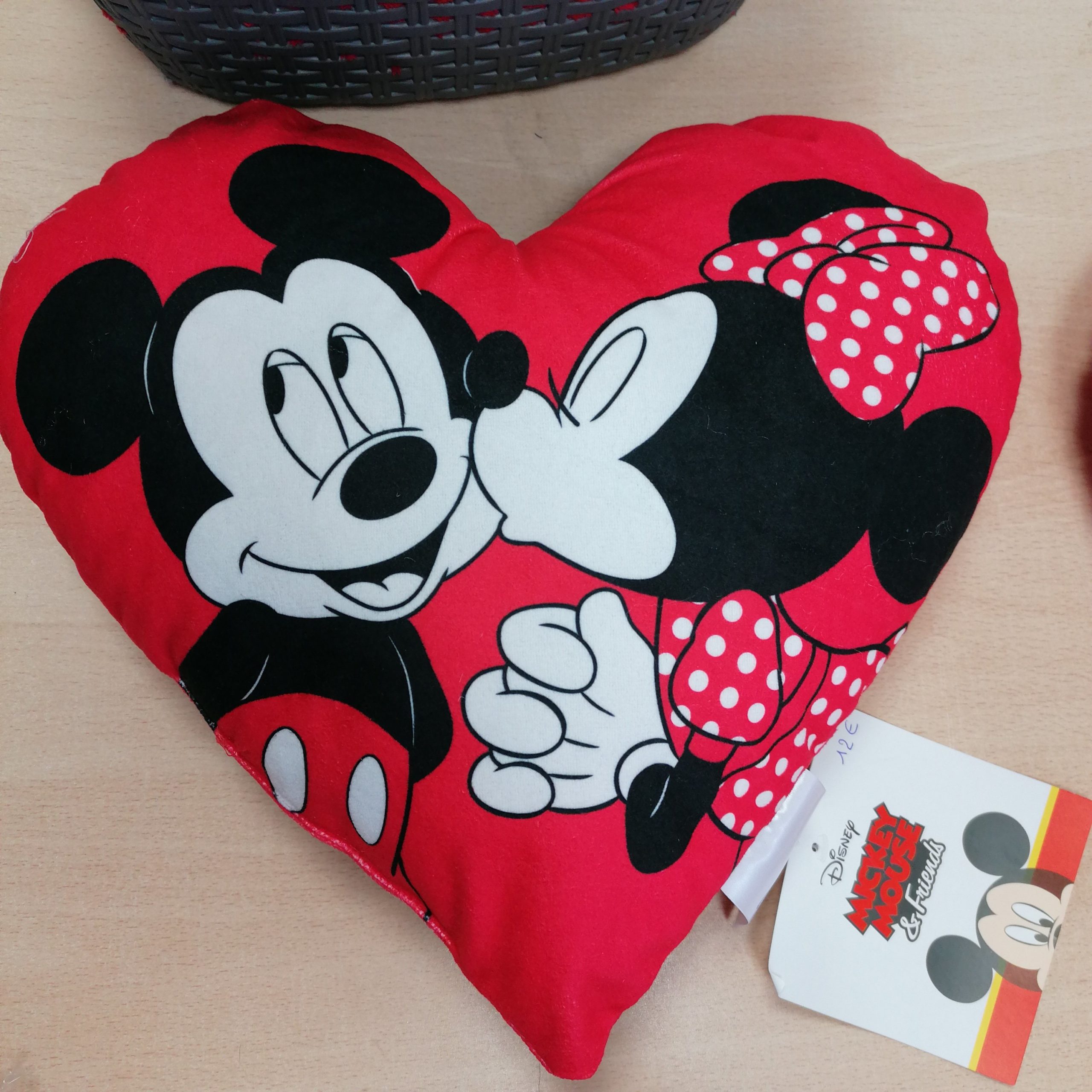 Coussin Minnie et Mickey coeur rouge