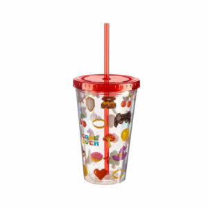Verre paille Game over rouge